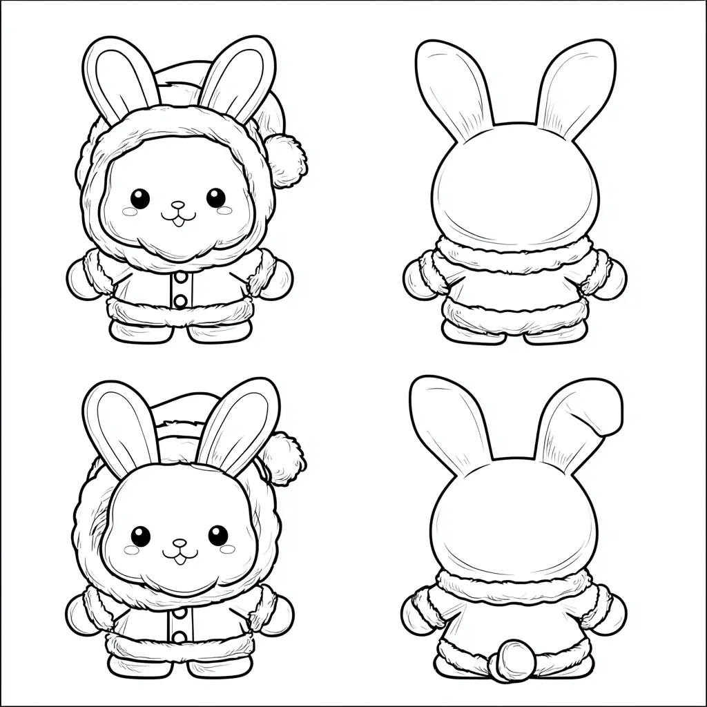 Dibujo de pegatinas de conejito navideño para colorear Dibujo de pegatinas de conejito navideño para colorear