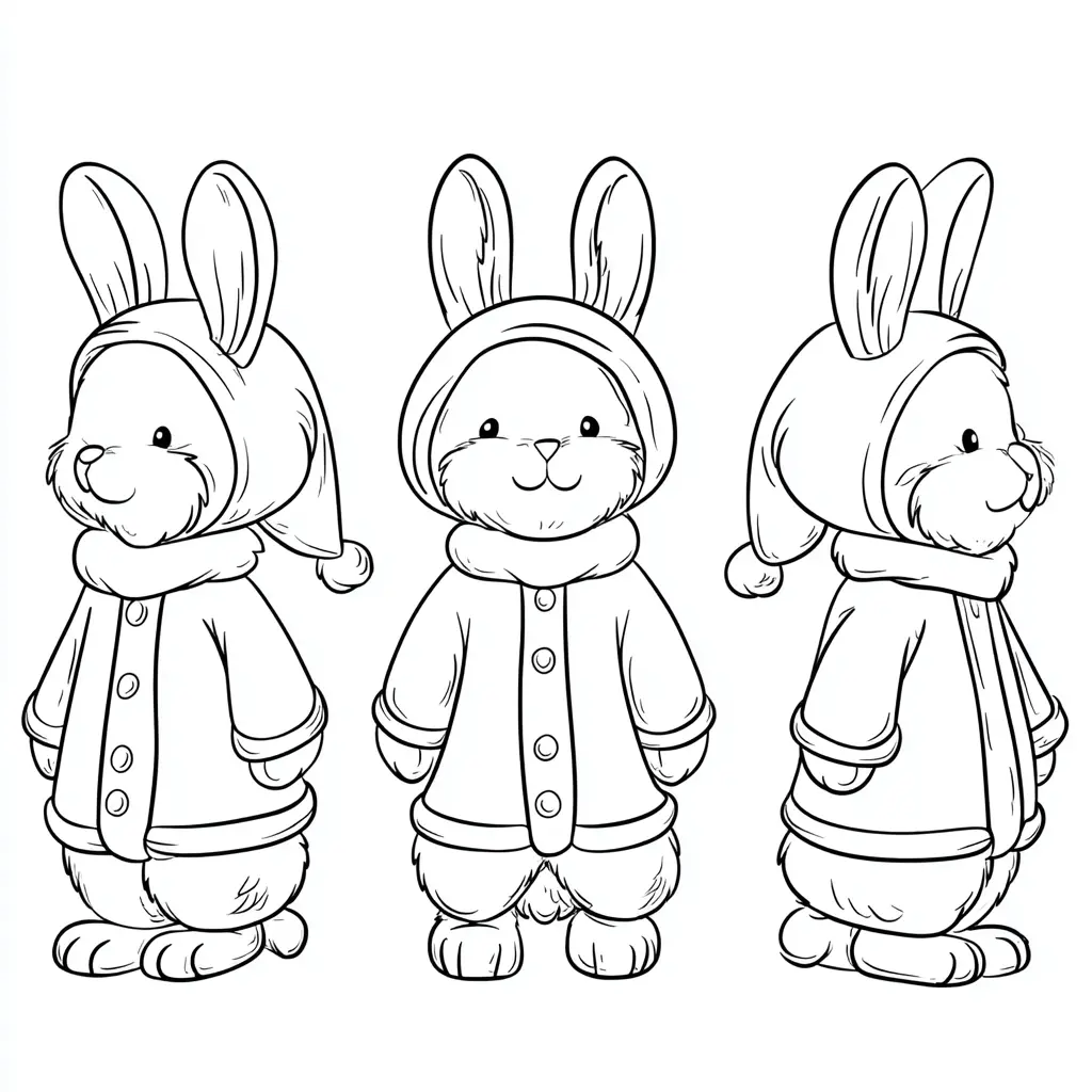 Dibujo de posturas de conejito navideño para colorear Dibujo de posturas de conejito navideño para colorear