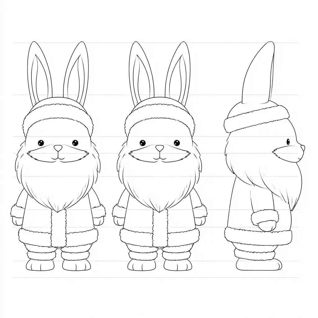 Dibujo de conejito Santa Claus para colorear Dibujo de conejito Santa Claus para colorear