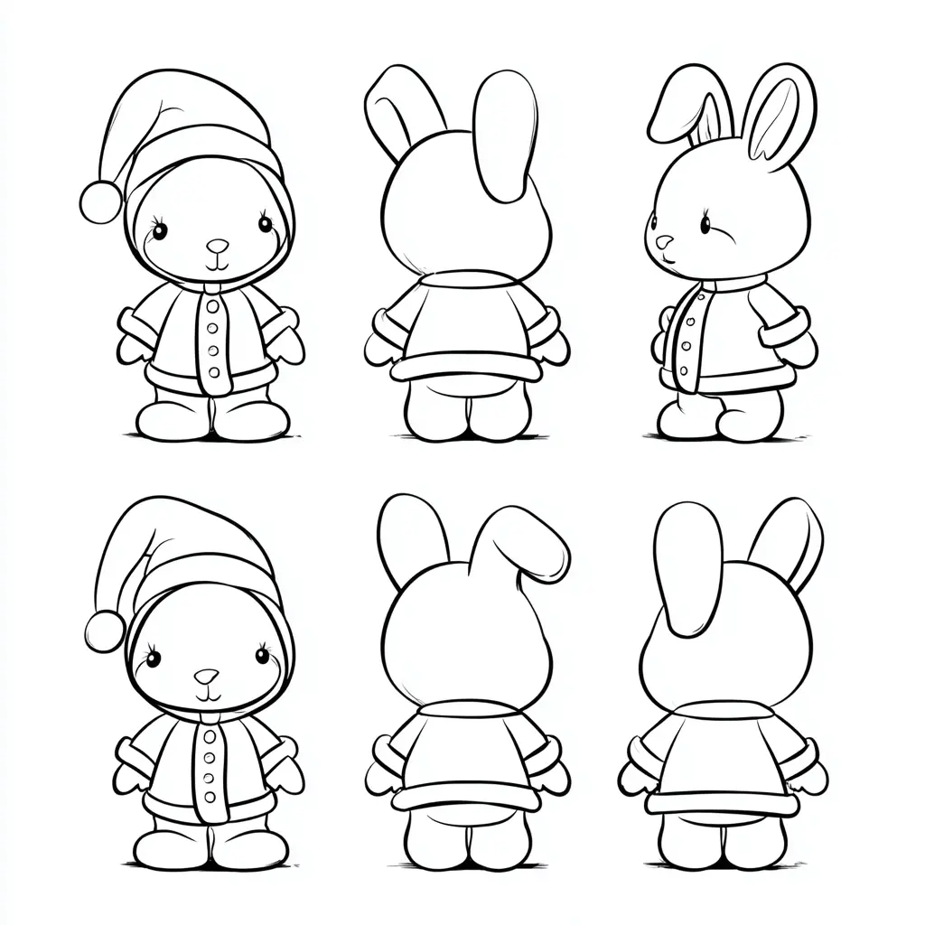Dibujo de figuras de conejo navideño para colorear Dibujo de figuras de conejo navideño para colorear
