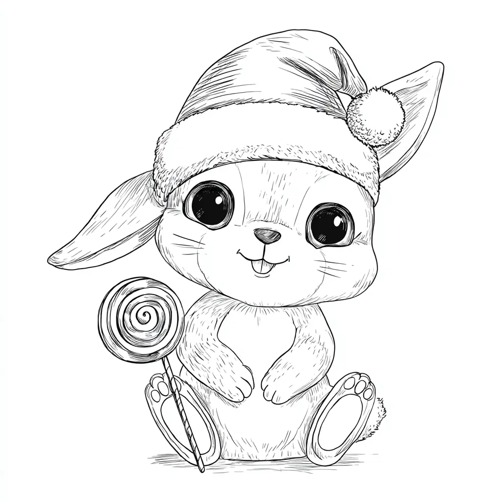 Dibujo de dulce conejito navideño para colorear Dibujo de dulce conejito navideño para colorear