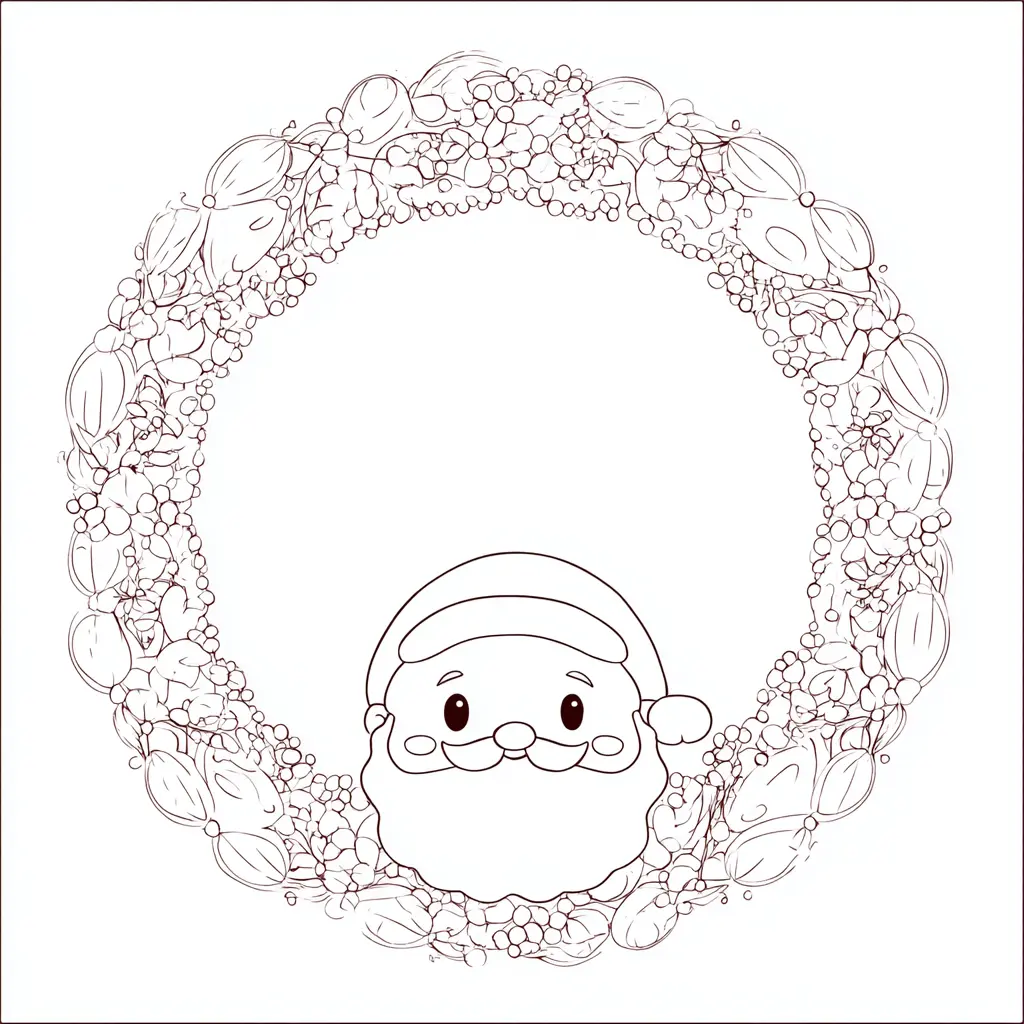 Dibujo de corona de Papá Noel para colorear Dibujo de corona de Papá Noel para colorear