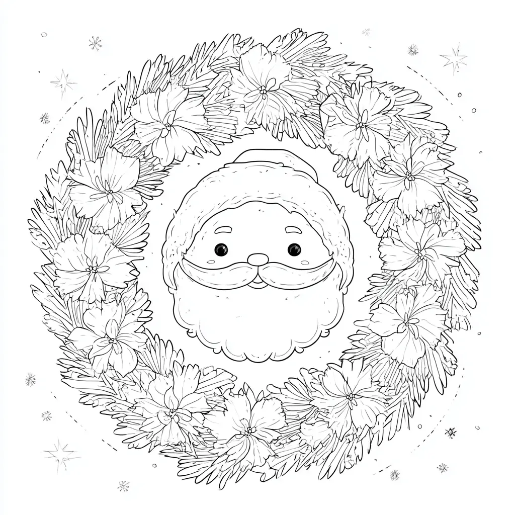 Dibujo de linda corona de Papá Noel para colorear Dibujo de linda corona de Papá Noel para colorear