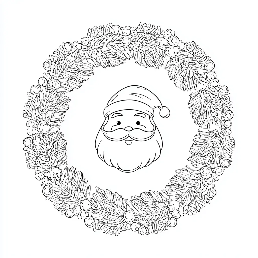 Dibujo de corona con cara de Papá Noel para colorear Dibujo de corona con cara de Papá Noel para colorear