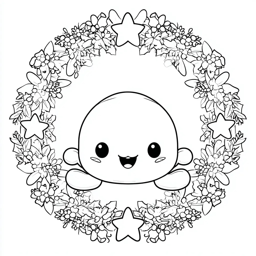 Dibujo de corona kawaii de estrellitas para colorear Dibujo de corona kawaii de estrellitas para colorear