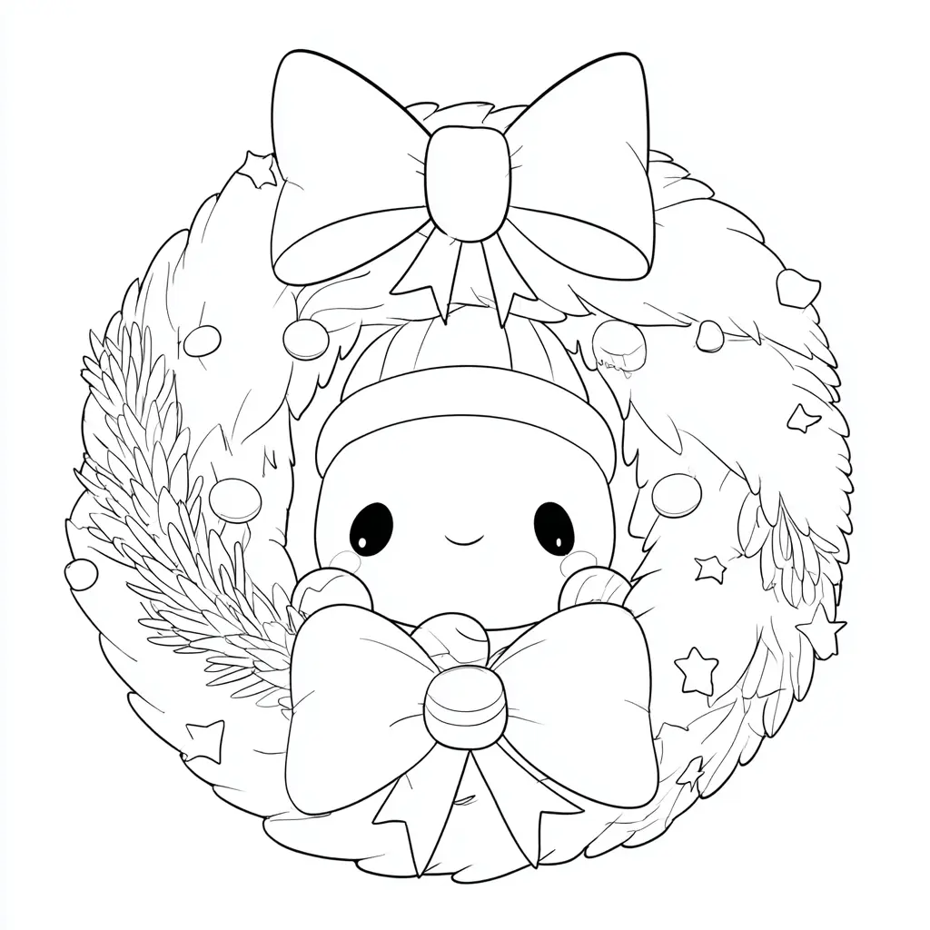 Dibujo de corona de lazos kawaii para colorear Dibujo de corona de lazos kawaii para colorear