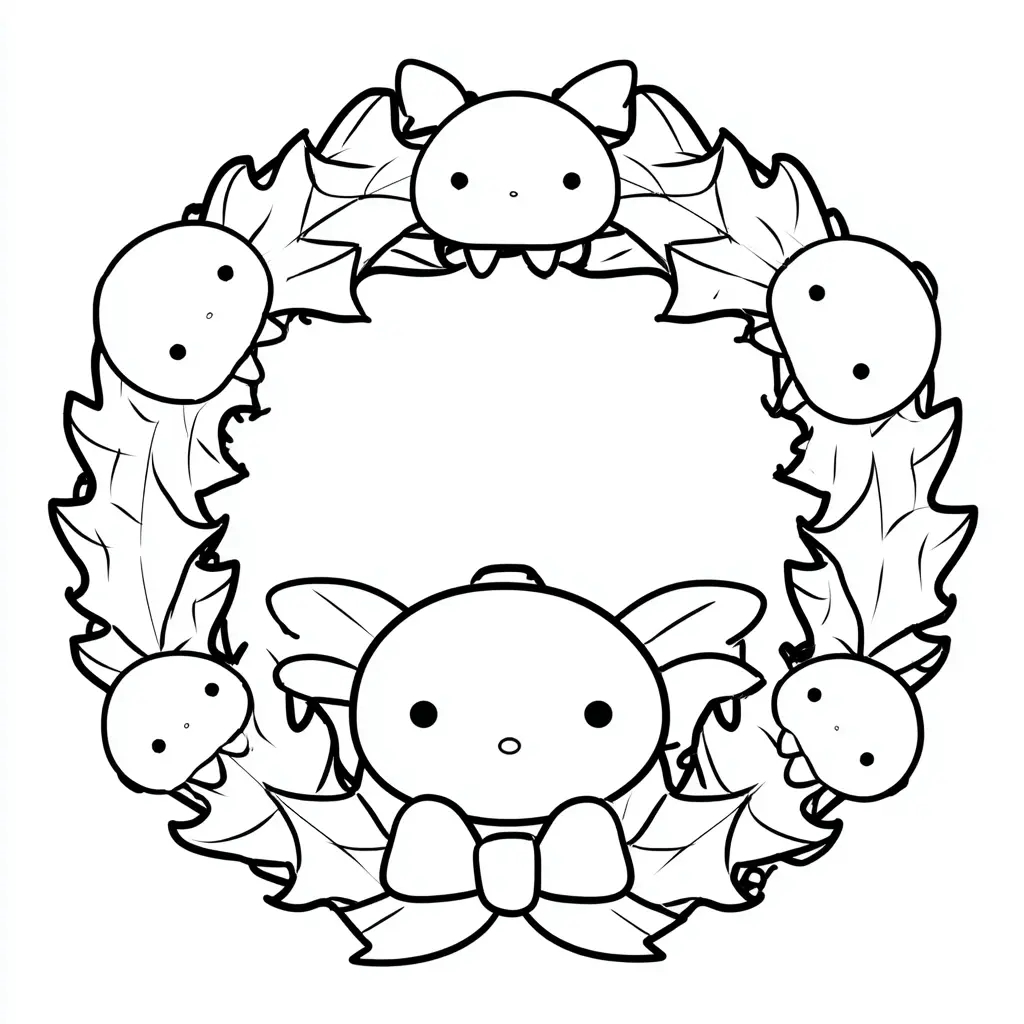 Dibujo de corona navideña con sorpresas para colorear Dibujo de corona navideña con sorpresas para colorear