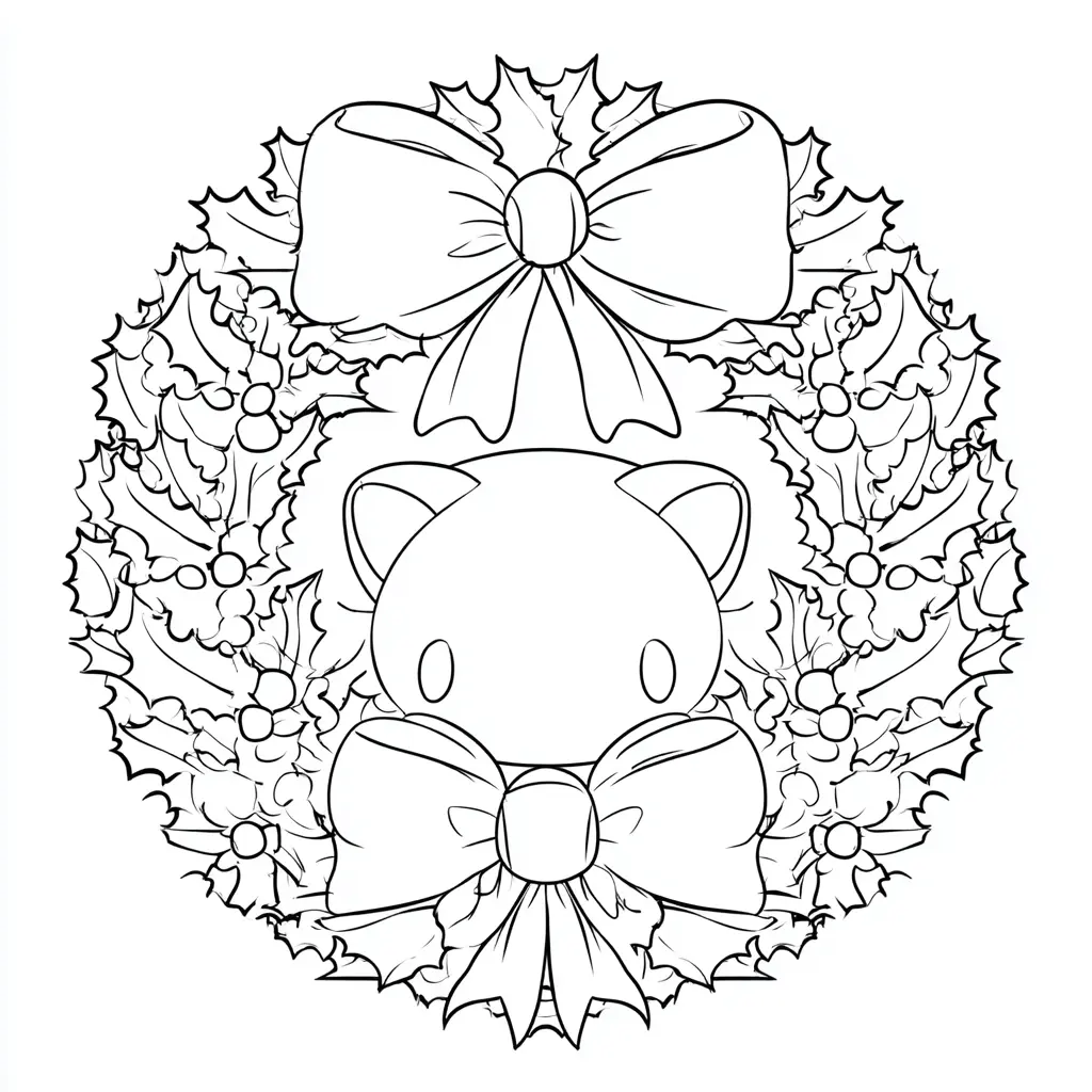 Dibujo de corona de lazos y muñeco para colorear Dibujo de corona de lazos y muñeco para colorear