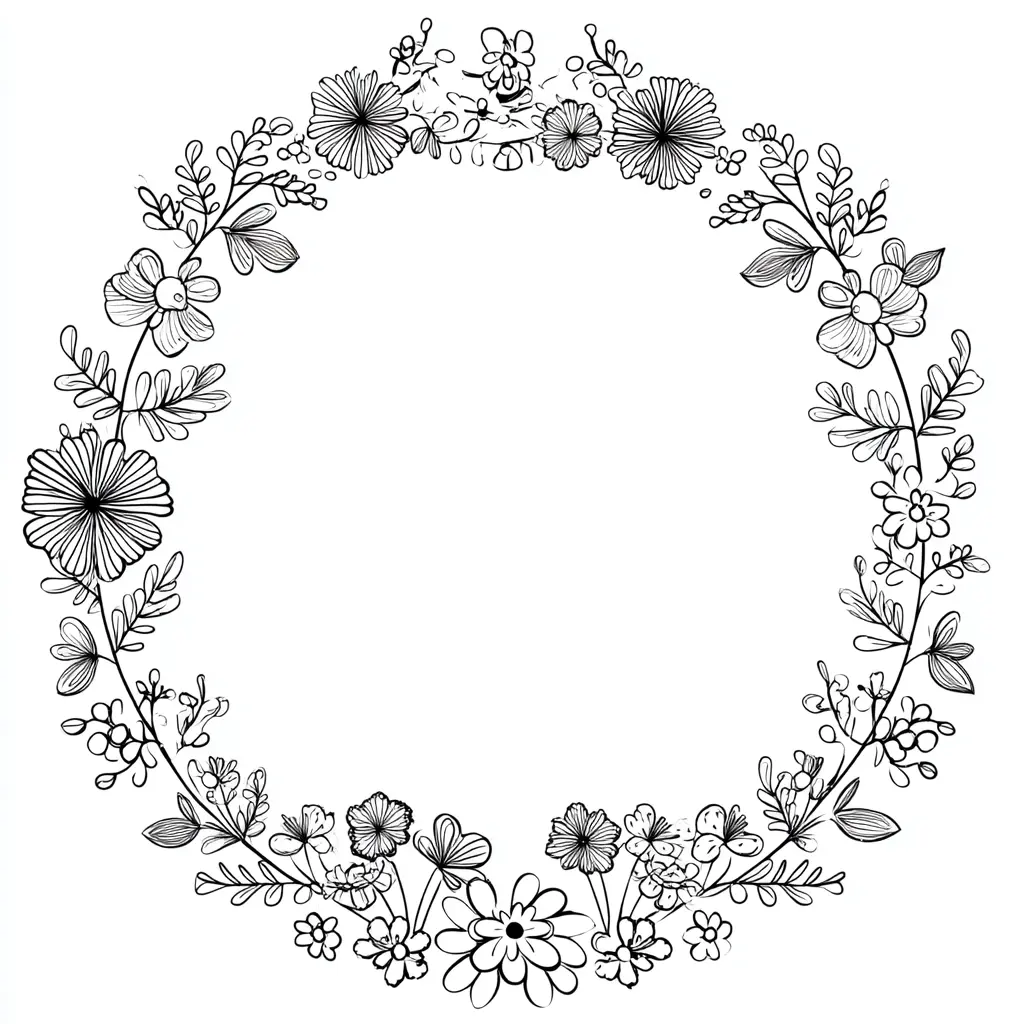 Dibujo de corona navideña floral para colorear Dibujo de corona navideña floral para colorear