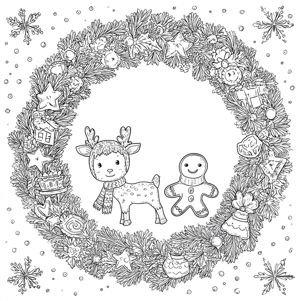 Dibujo de corona navideña infantil para colorear Dibujo de corona navideña infantil para colorear