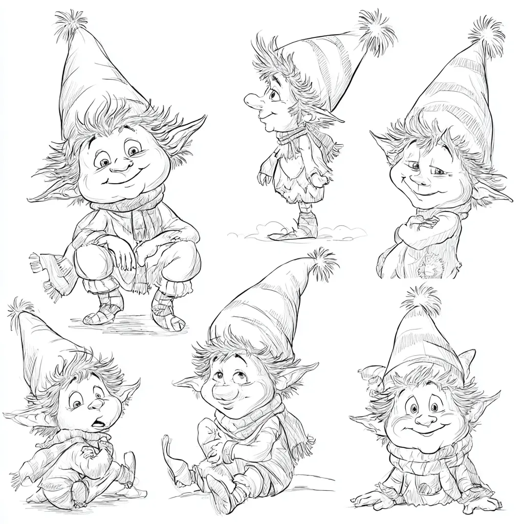 Dibujo de expresiones mágicas de duendes para colorear