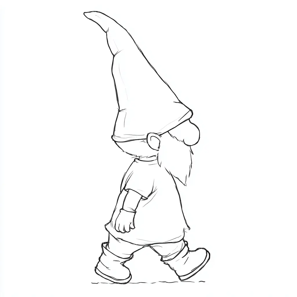 Dibujo de silueta de duende caminando para colorear