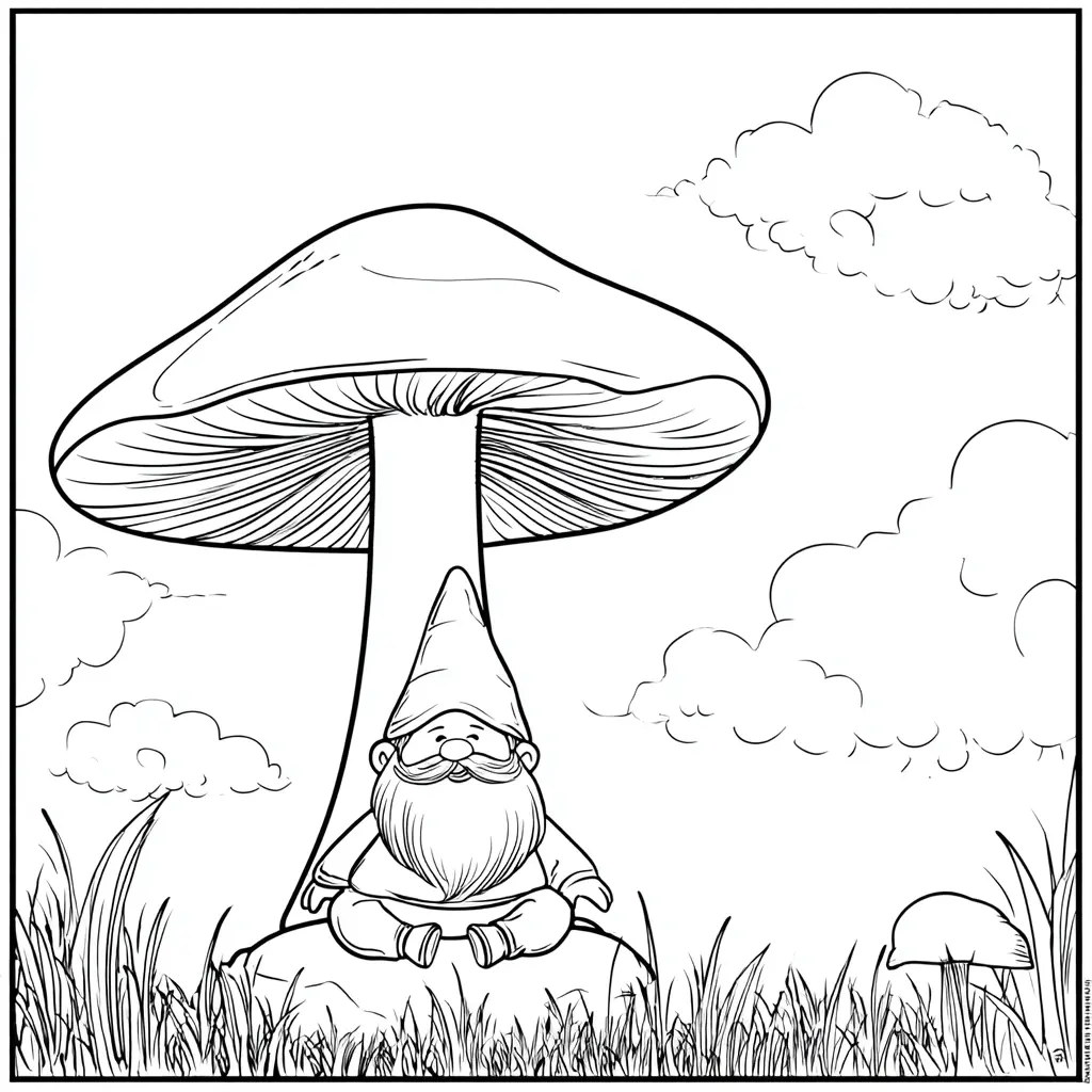 Dibujo de un gnomo sentado para colorear