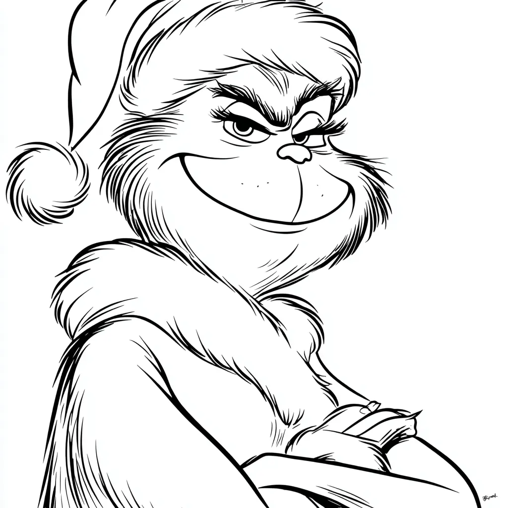 Dibujo de el Grinch con mirada traviesa Dibujo de el Grinch con mirada traviesa