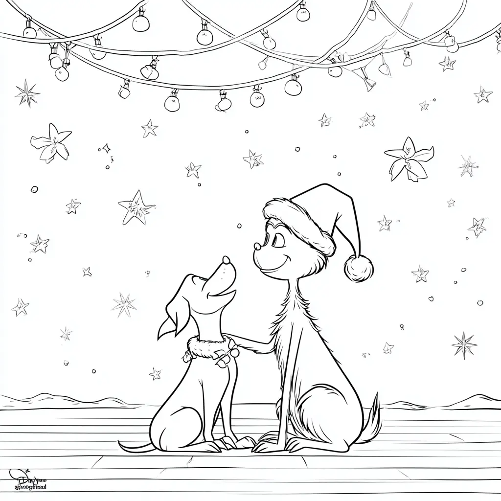 Dibujo de el Grinch y Max para colorear Dibujo de el Grinch y Max para colorear