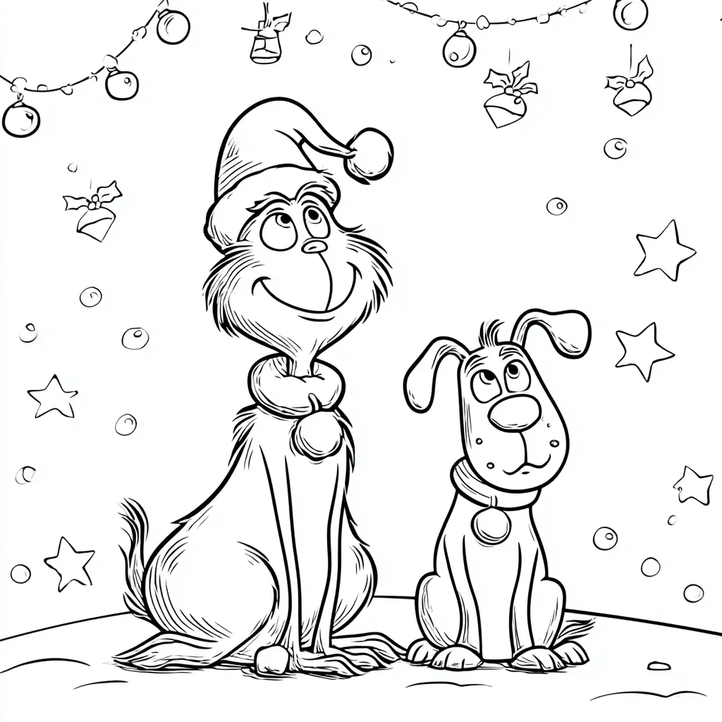 Dibujo de el Grinch y Max juntos en Navidad para colorear Dibujo de el Grinch y Max juntos en Navidad para colorear