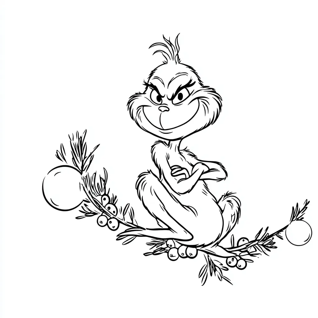 Dibujo de el Grinch con guirnaldas para colorear Dibujo de el Grinch con guirnaldas para colorear