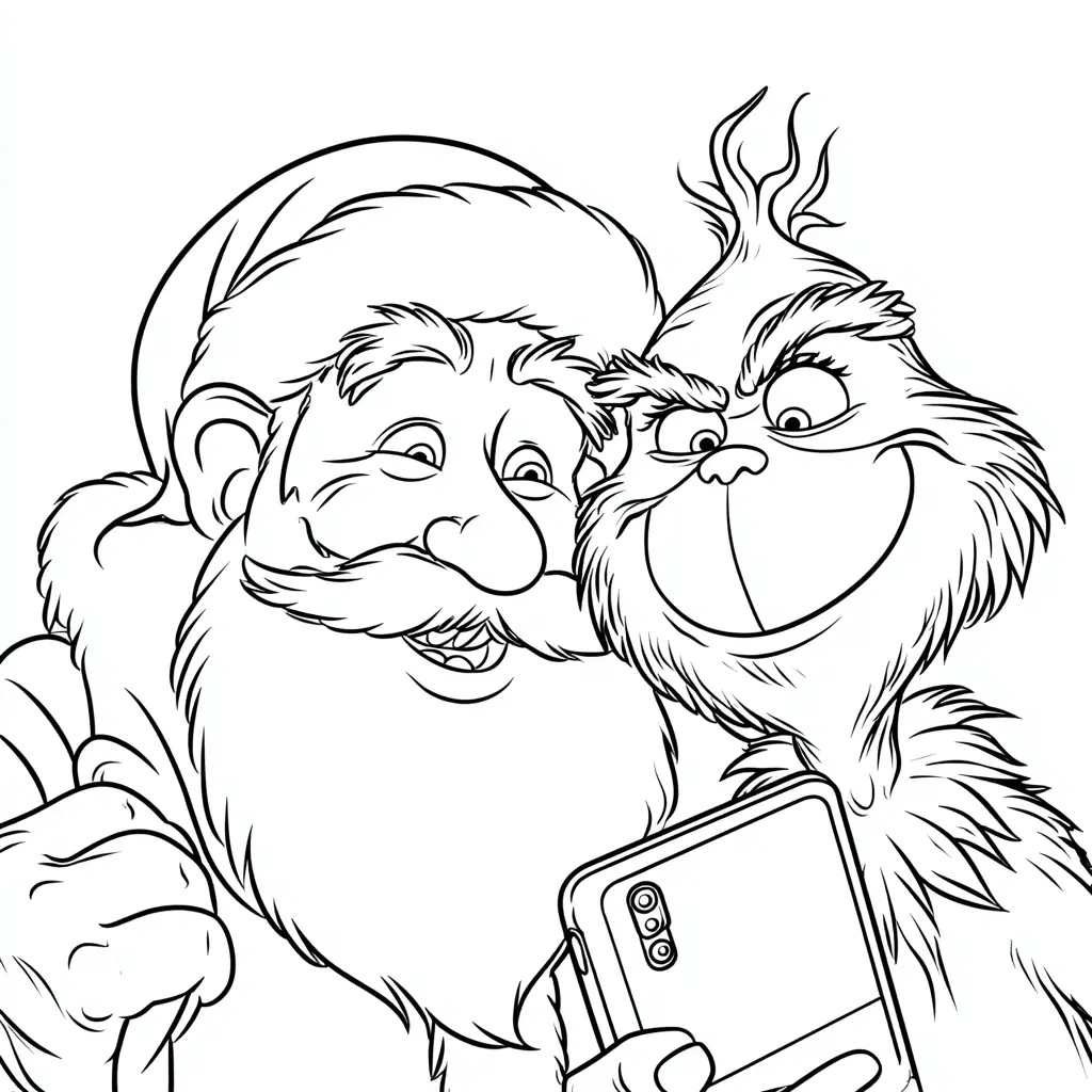 Dibujo de el Grinch y Santa Claus amigos para colorear Dibujo de el Grinch y Santa Claus amigos para colorear