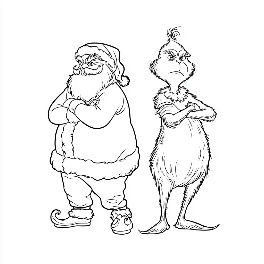 Dibujo de el Grinch y Santa Claus enfadados para colorear Dibujo de el Grinch y Santa Claus enfadados para colorear