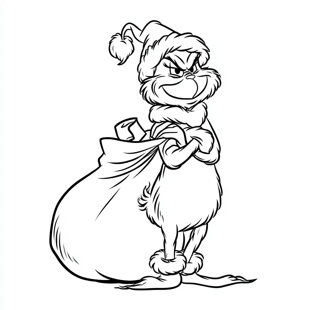 Dibujo de el Grinch y su plan navideño para colorear Dibujo de el Grinch y su plan navideño para colorear