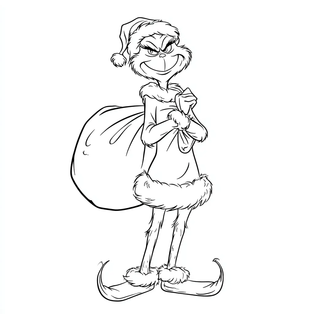 Dibujo de el Grinch y el saco secreto para colorear Dibujo de el Grinch y el saco secreto para colorear