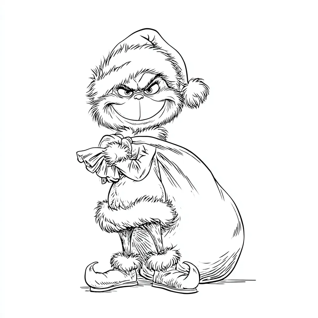Dibujo de el Grinch carga con todo para colorear Dibujo de el Grinch carga con todo para colorear