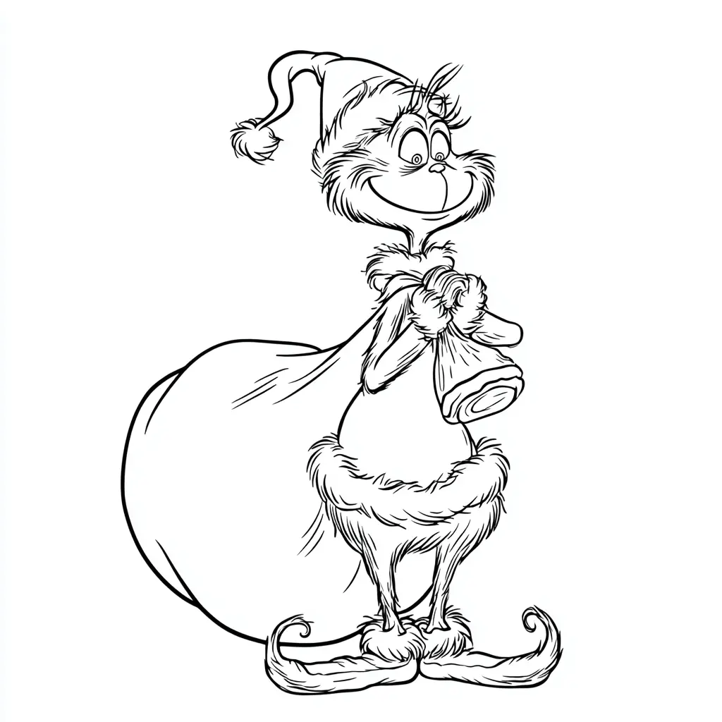 Dibujo de el saco pesado del Grinch para colorear Dibujo de el saco pesado del Grinch para colorear