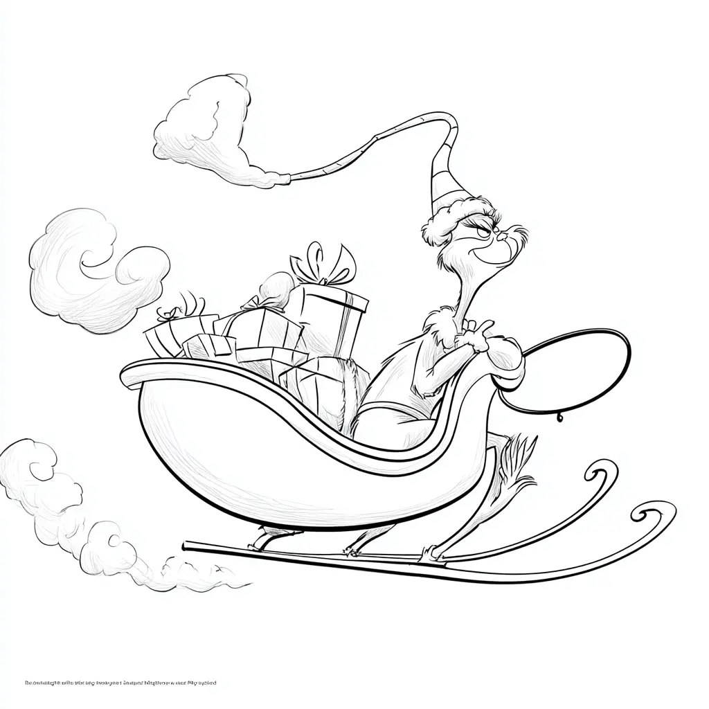 Dibujo de la fuga en trineo del Grinch para colorear Dibujo de la fuga en trineo del Grinch para colorear