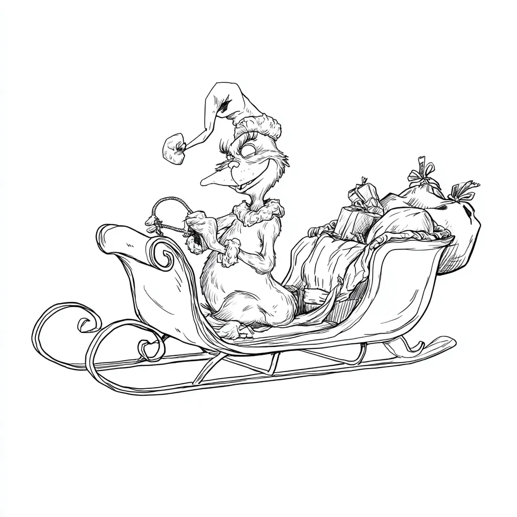 Dibujo de el Grinch robando regalos para colorear Dibujo de el Grinch robando regalos para colorear