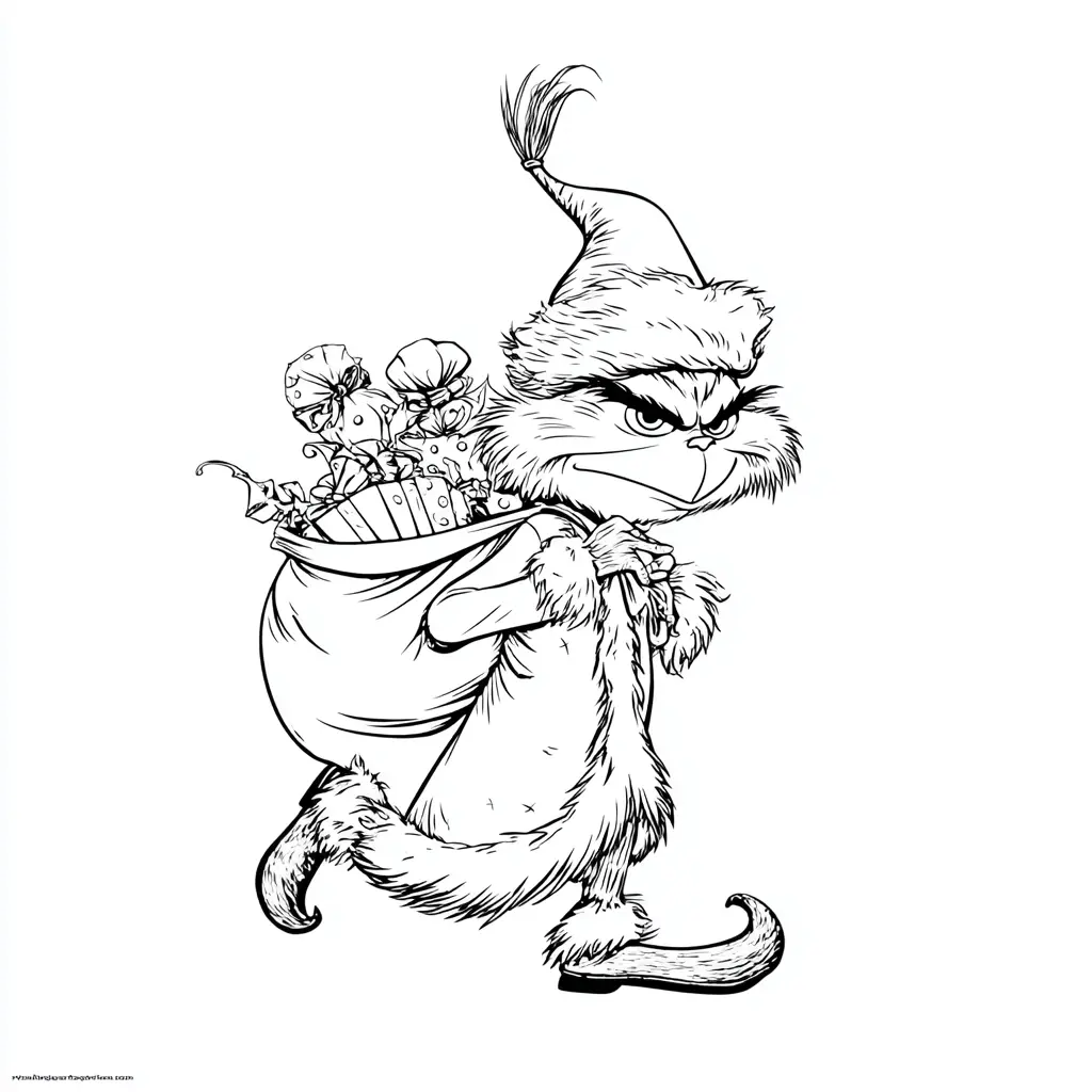 Dibujo de el Grinch se disfraza de Santa Claus para colorear Dibujo de el Grinch se disfraza de Santa Claus para colorear