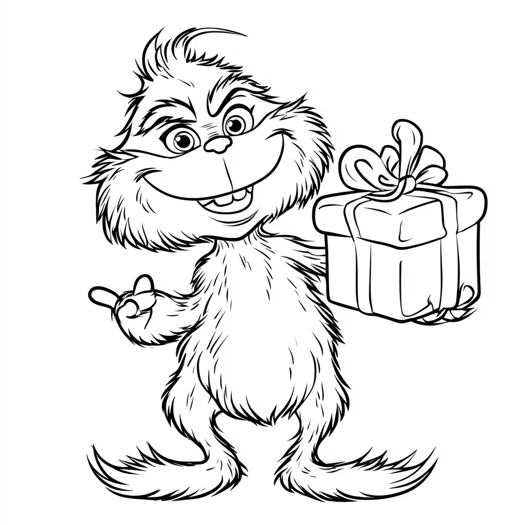 Dibujo de el Grinch trae un regalo para colorear Dibujo de el Grinch trae un regalo para colorear
