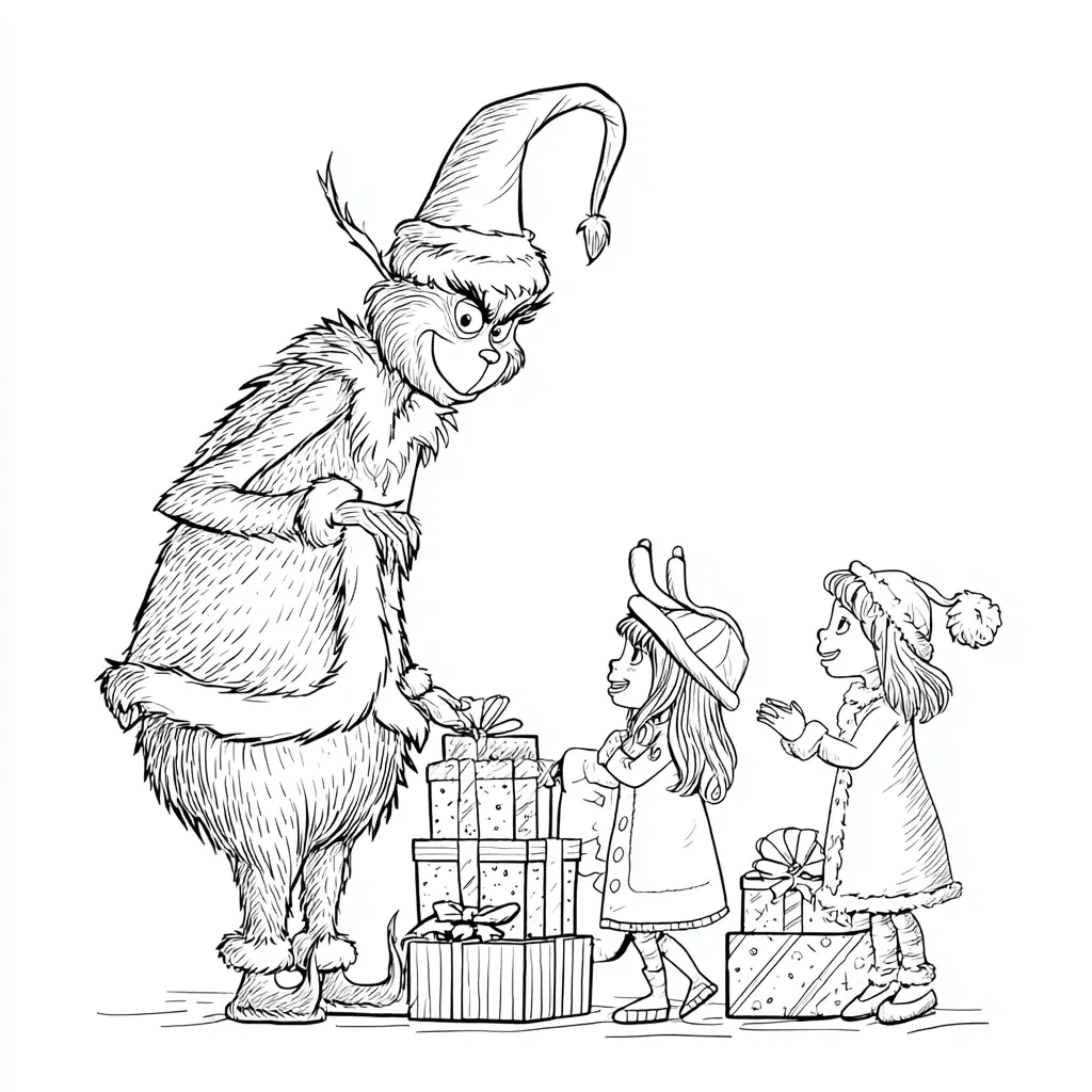 Dibujo de los regalos del Grinch para colorear Dibujo de los regalos del Grinch para colorear