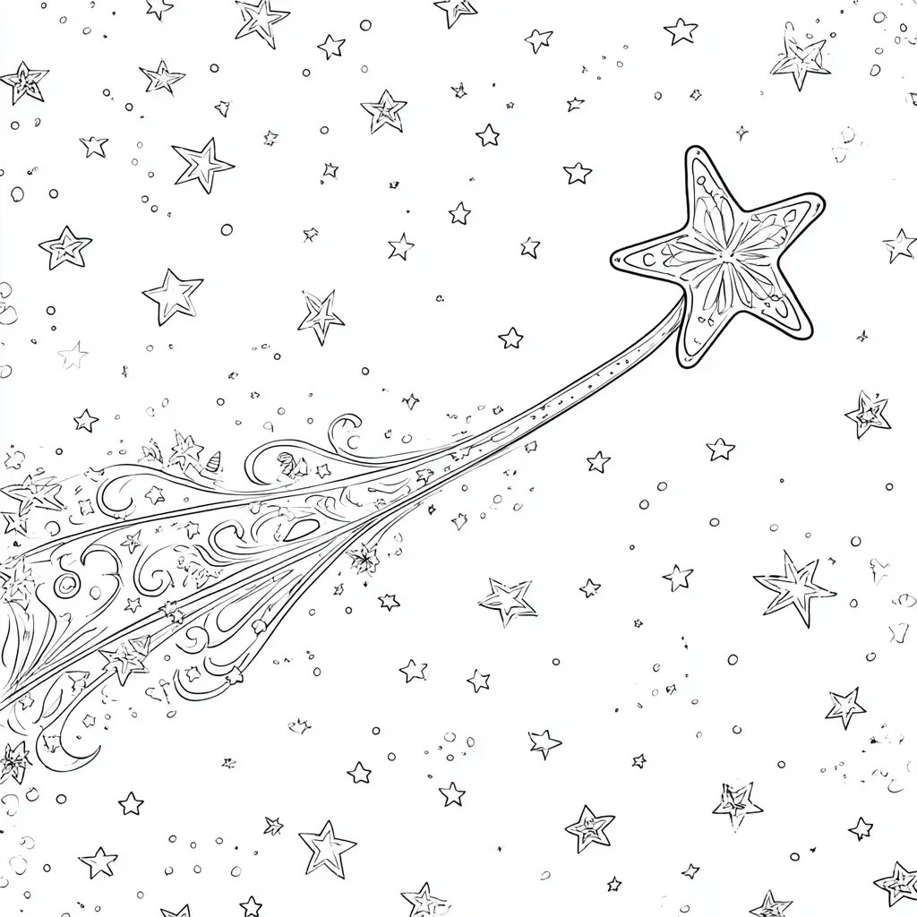Dibujo de estrella fugaz artística para colorear Dibujo de estrella fugaz artística para colorear