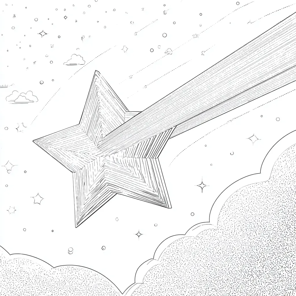 Dibujo de estrella fugaz de líneas para colorear Dibujo de estrella fugaz de líneas para colorear