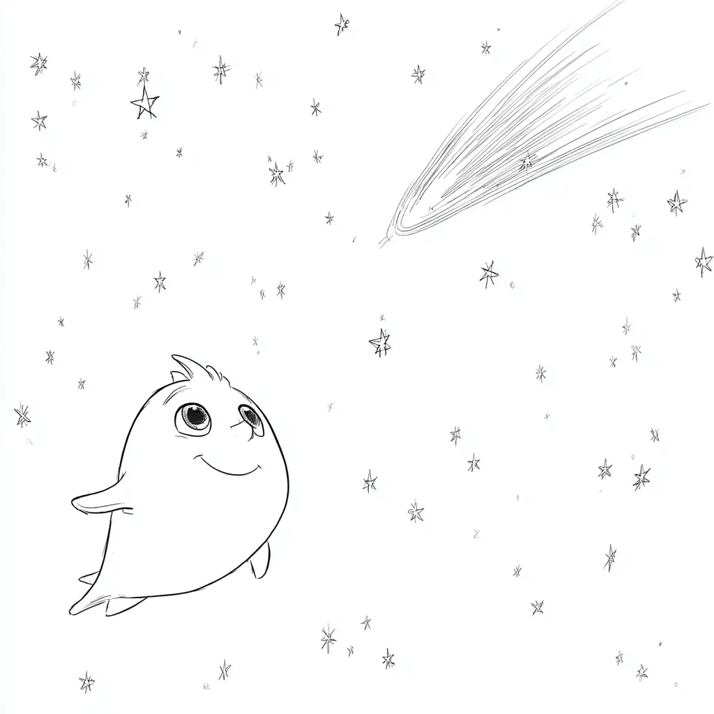 Dibujo de pequeño soñador de estrellas para colorear Dibujo de pequeño soñador de estrellas para colorear