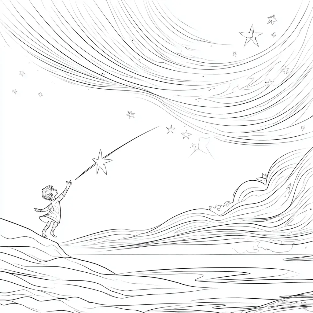 Dibujo de alcanzando una estrella para colorear Dibujo de alcanzando una estrella para colorear