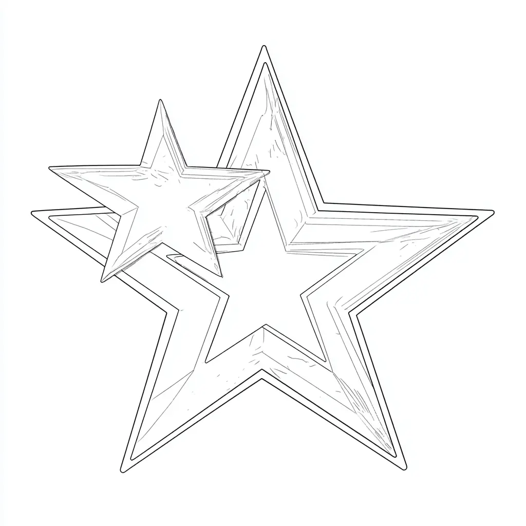 Dibujo de dos estrellas con estilo para colorear Dibujo de dos estrellas con estilo para colorear