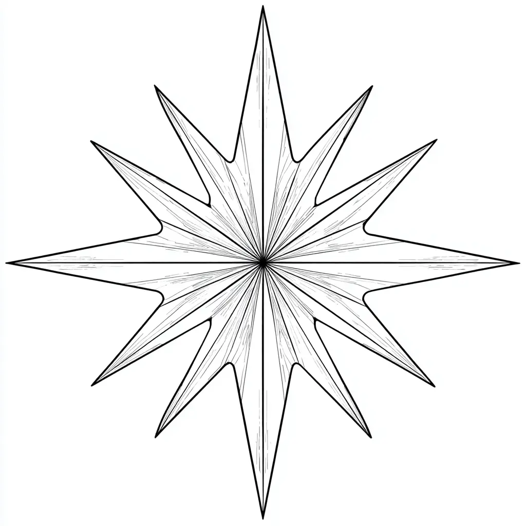 Dibujo de estrella tridimensional para colorear Dibujo de estrella tridimensional para colorear
