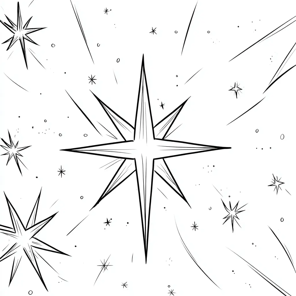 Dibujo de estrellas con destellos para colorear Dibujo de estrellas con destellos para colorear
