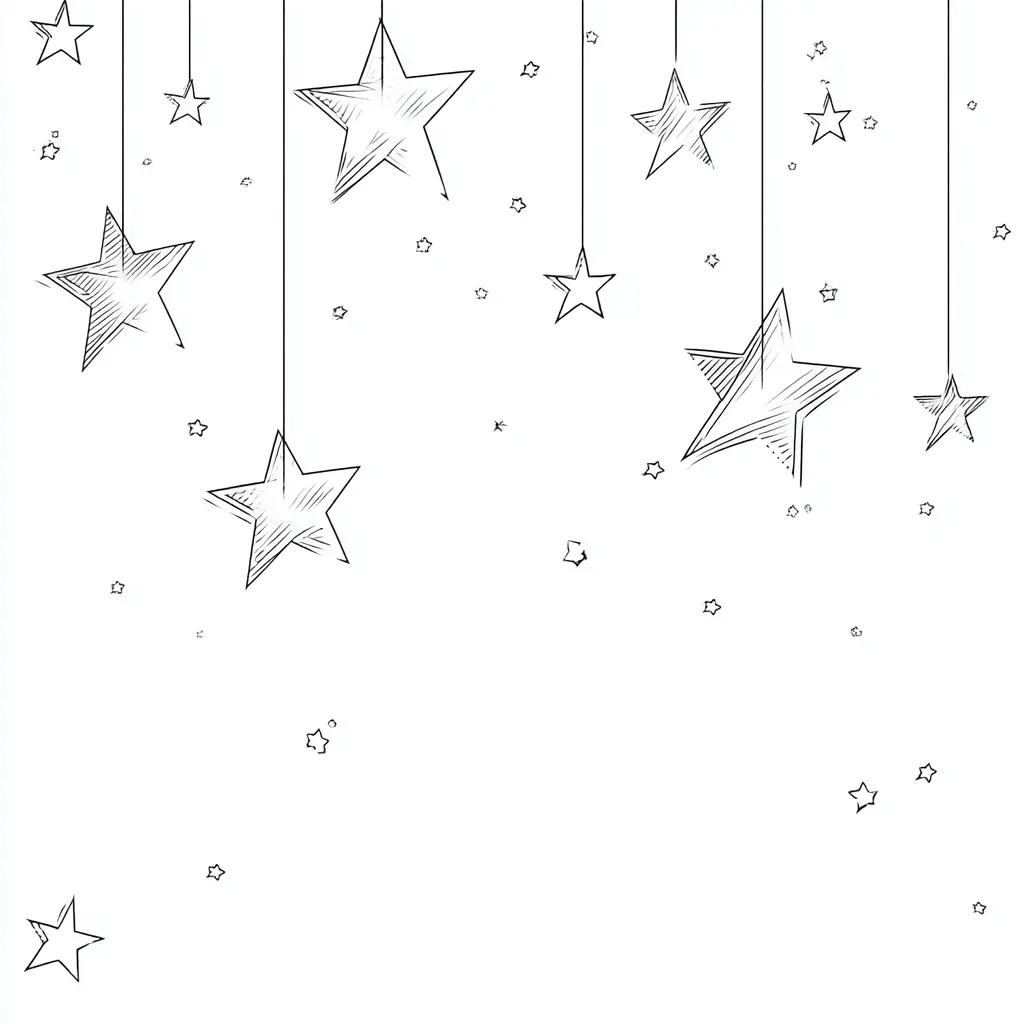 Dibujo de estrellas colgantes para colorear Dibujo de estrellas colgantes para colorear