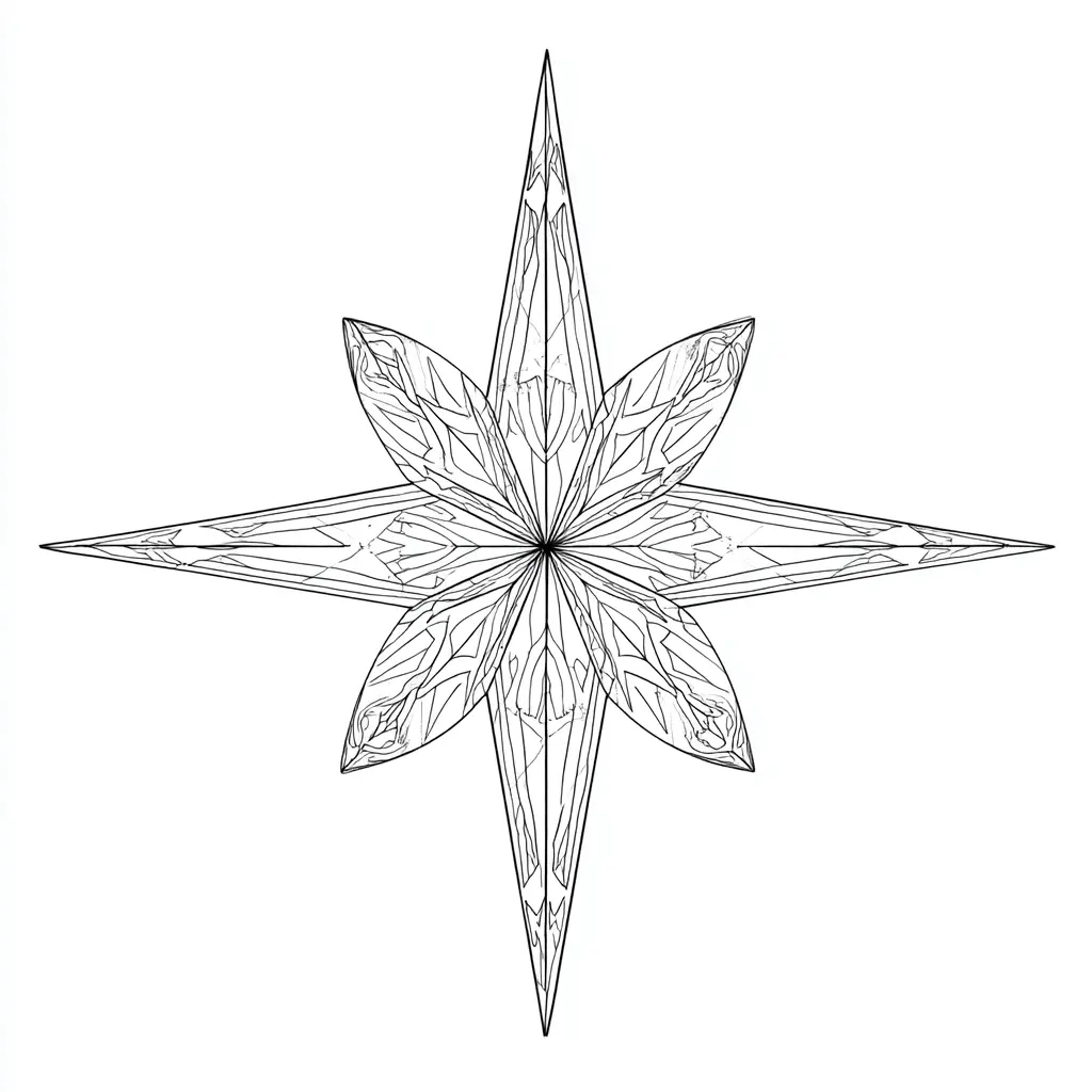 Dibujo de estrella estilo flor para colorear Dibujo de estrella estilo flor para colorear