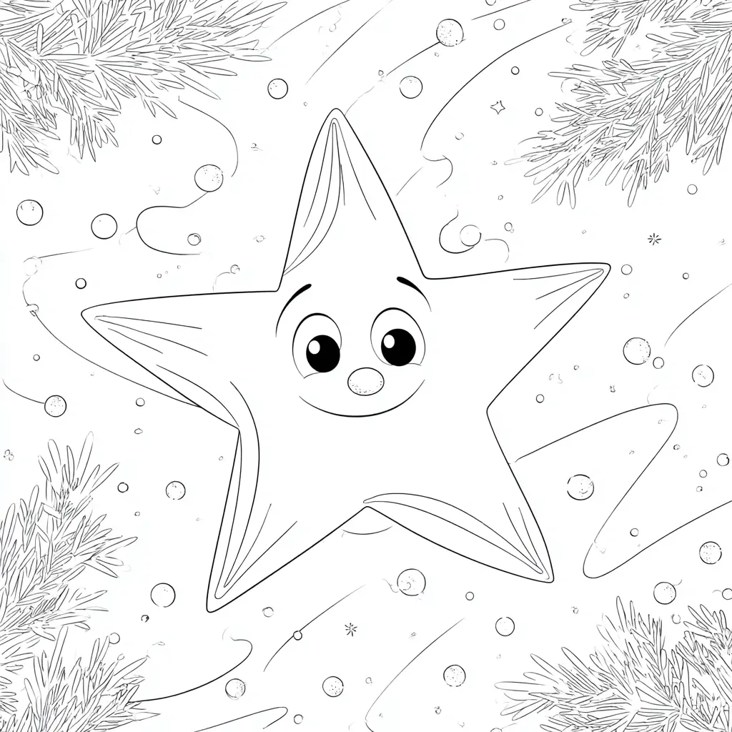 Dibujo de estrella navideña kawaii para colorear Dibujo de estrella navideña kawaii para colorear