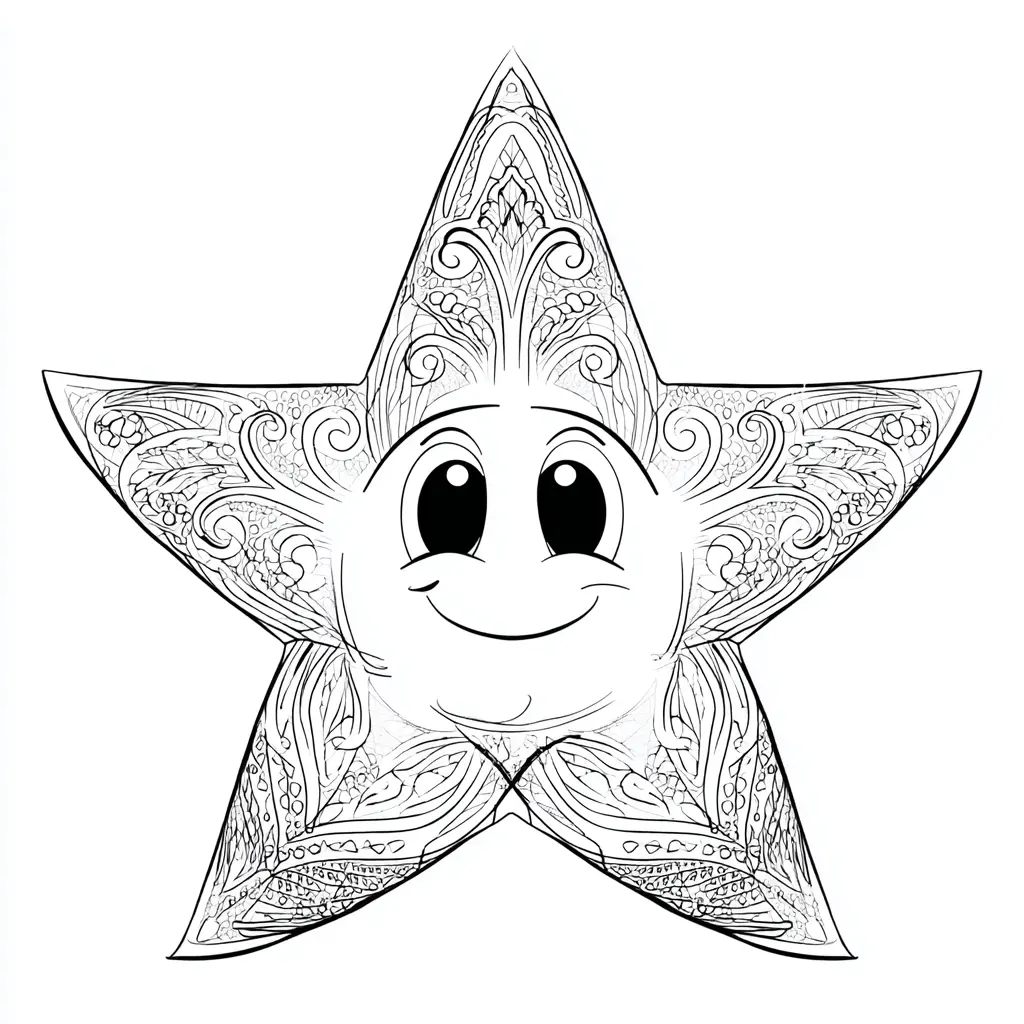 Dibujo de estrella decorativa kawaii para colorear Dibujo de estrella decorativa kawaii para colorear