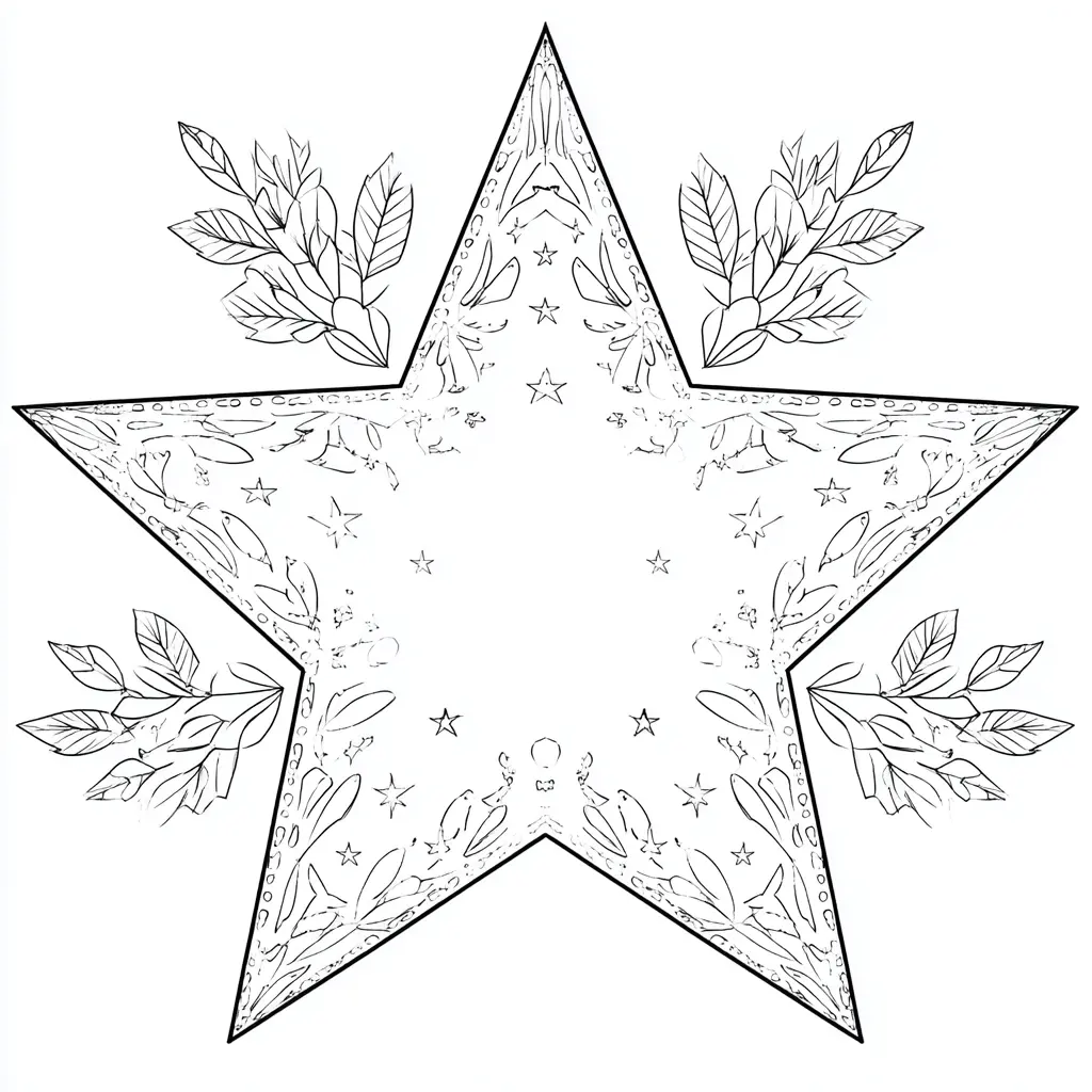 Dibujo de estrella navideña de hojas para colorear Dibujo de estrella navideña de hojas para colorear
