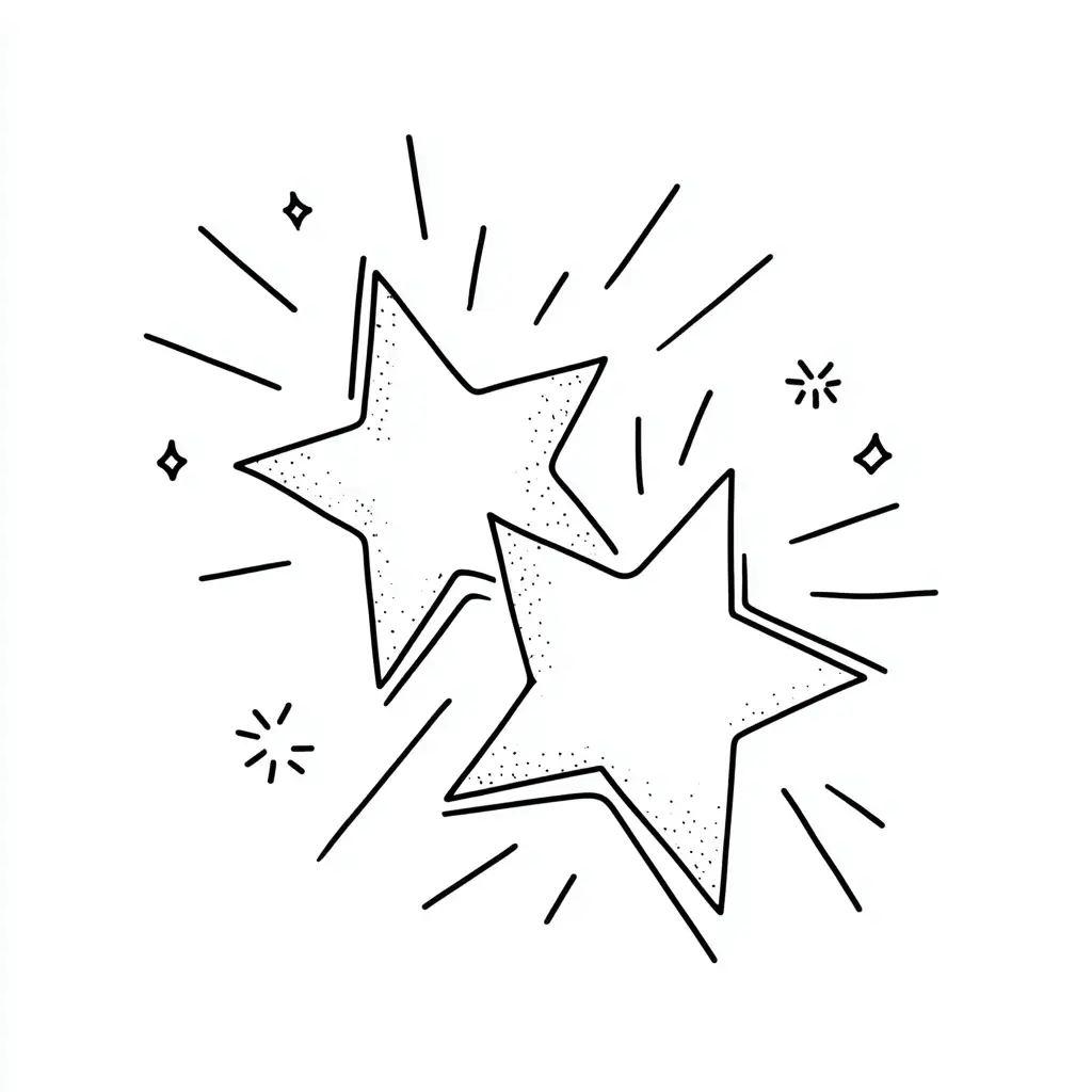 Dibujo de estrellas con rayos para colorear Dibujo de estrellas con rayos para colorear