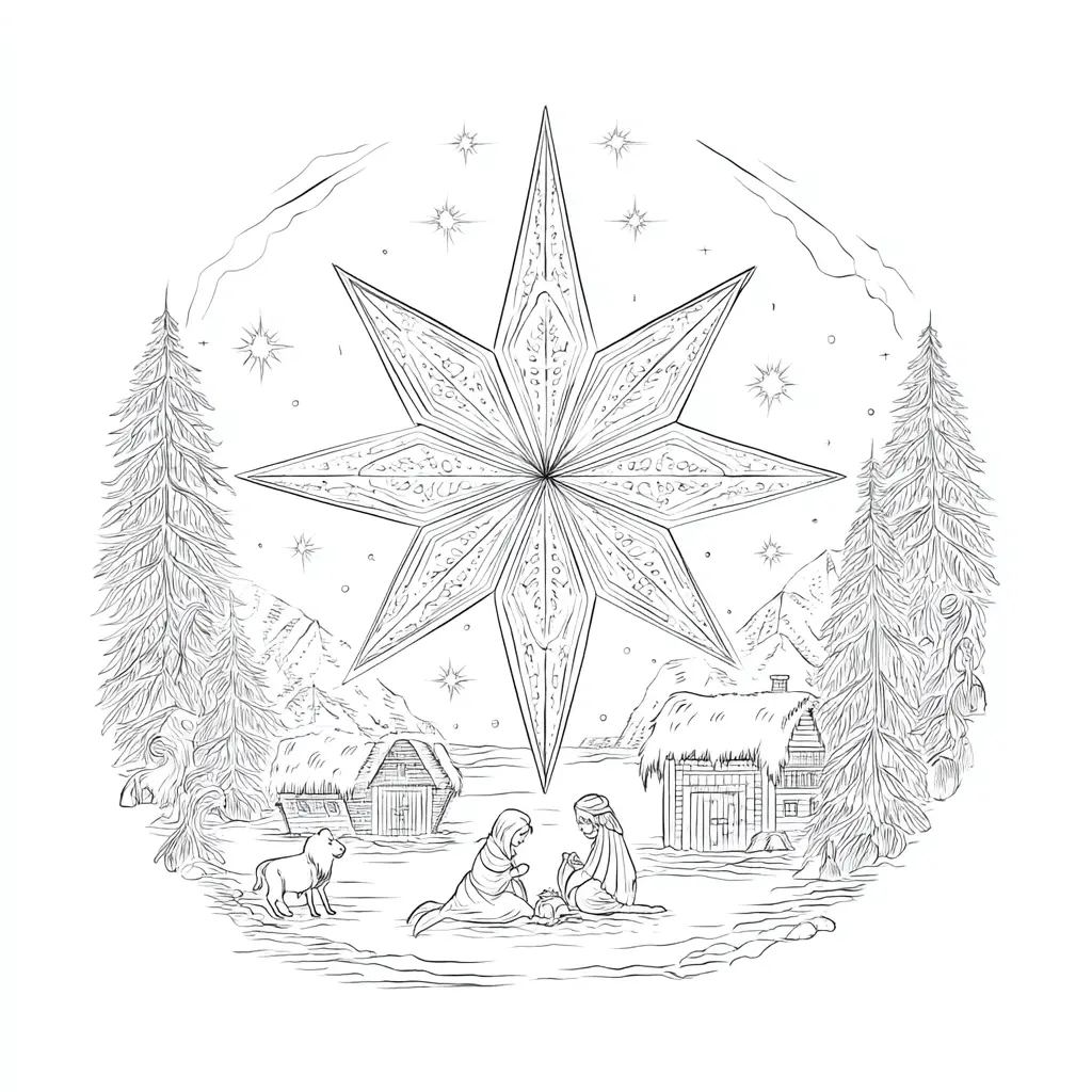 Dibujo de la estrella de Belén para colorear Dibujo de la estrella de Belén para colorear