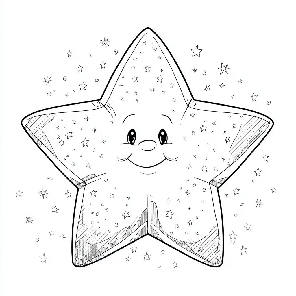 Dibujo de estrella navideña sonriente para colorear Dibujo de estrella navideña sonriente para colorear