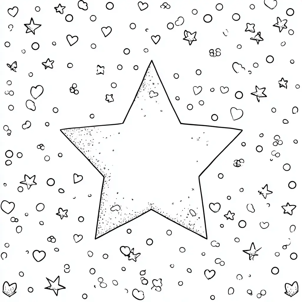 Dibujo de estrella de corazones para colorear Dibujo de estrella de corazones para colorear