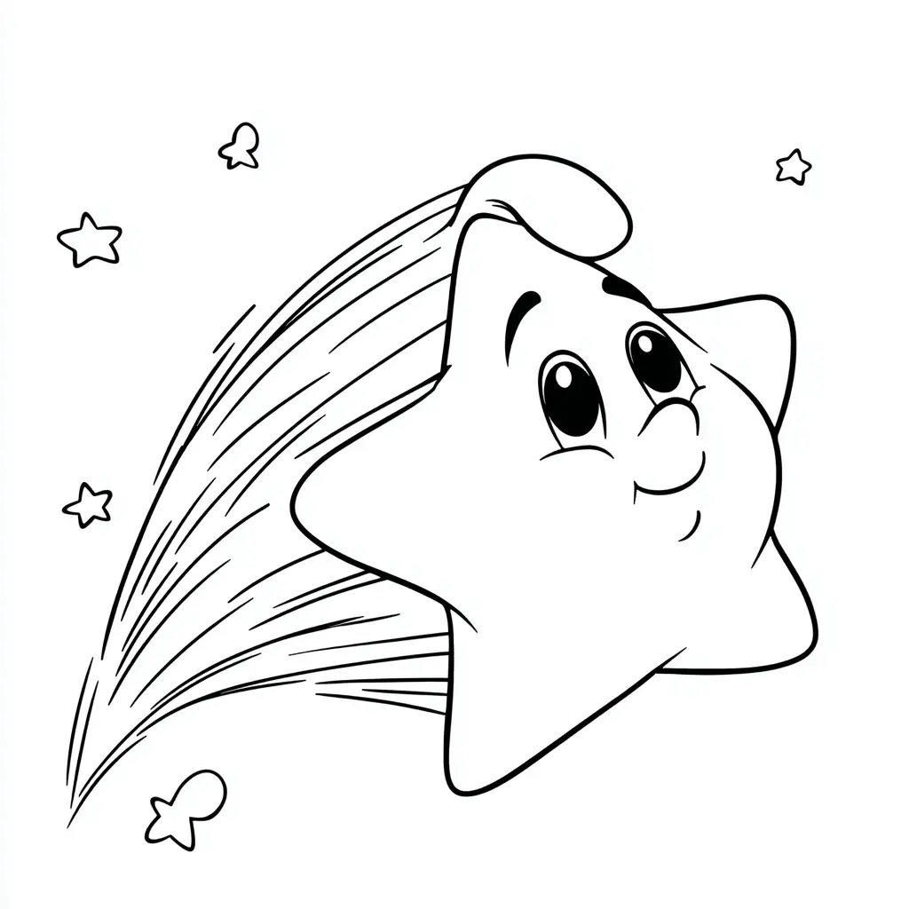 Dibujo de estrella fugaz kawaii para colorear Dibujo de estrella fugaz kawaii para colorear
