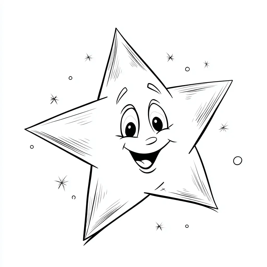 Dibujo de estrella simpática kawaii para colorear Dibujo de estrella simpática kawaii para colorear